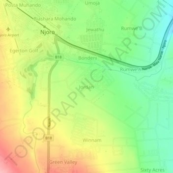 Carte topographique Jordan, altitude, relief