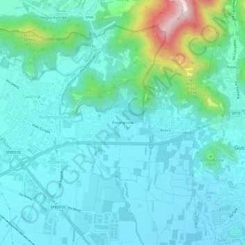 Carte topographique Padergnone, altitude, relief
