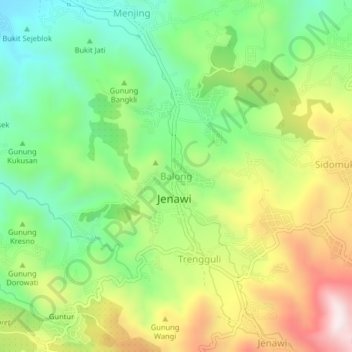 Carte topographique Balong, altitude, relief