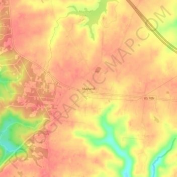 Carte topographique Mayland, altitude, relief