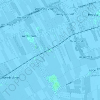 Carte topographique Binnenwijzend, altitude, relief