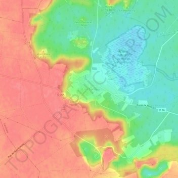 Carte topographique Larchant, altitude, relief