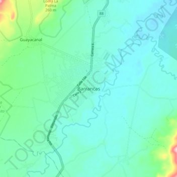 Carte topographique Barrancas, altitude, relief