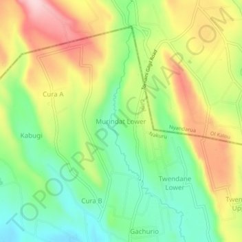 Carte topographique Murindat Lower, altitude, relief