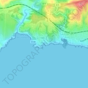 Carte topographique Anse du Petit Nid, altitude, relief