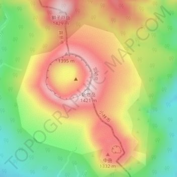 Carte topographique Mt. Shinmoe, altitude, relief