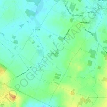 Carte topographique La Traverserie, altitude, relief