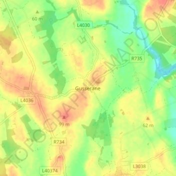 Carte topographique Gusserane, altitude, relief