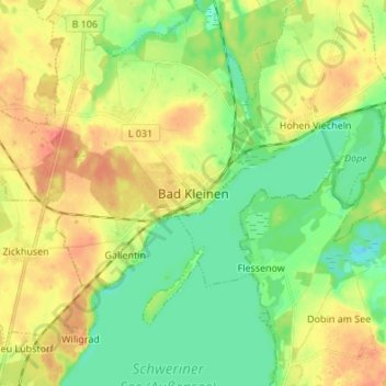 Carte topographique Bad Kleinen, altitude, relief