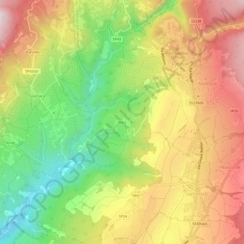Carte topographique Vasio, altitude, relief