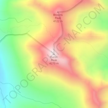 Carte topographique Huron Peak, altitude, relief