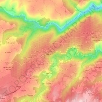Carte topographique Les Matrons, altitude, relief