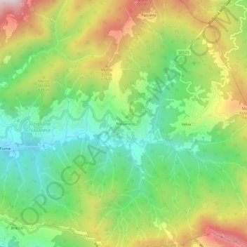 Carte topographique Missano, altitude, relief