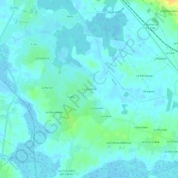 Carte topographique La Davelais, altitude, relief