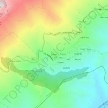 Carte topographique Scianco, altitude, relief