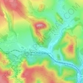 Carte topographique Zeppelin, altitude, relief