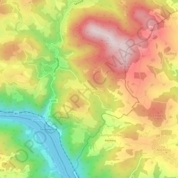 Carte topographique Gloxwald Siedlung, altitude, relief