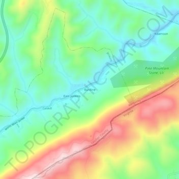 Carte topographique Burdine, altitude, relief