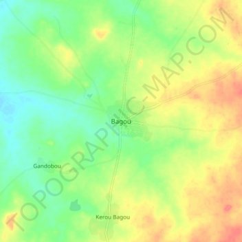 Carte topographique Bagou, altitude, relief