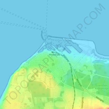 Carte topographique Hirtshals, altitude, relief
