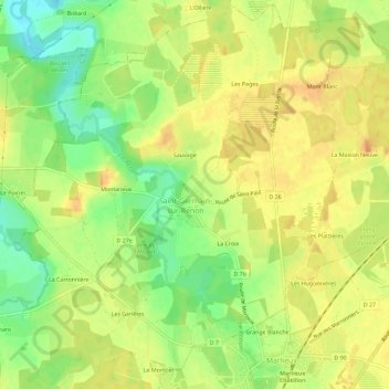 Carte topographique Le Plâtre, altitude, relief