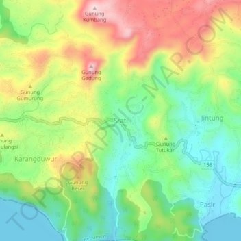 Carte topographique Srati, altitude, relief