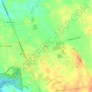 Carte topographique Gélasse, altitude, relief