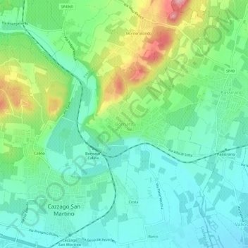 Carte topographique Bornato, altitude, relief