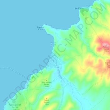 Carte topographique Kemer, altitude, relief