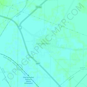 Carte topographique Bahuakbarpur, altitude, relief