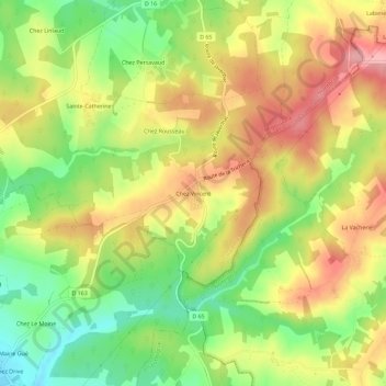 Carte topographique Chez Vincent, altitude, relief