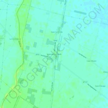 Carte topographique Spazzate-Sassatelli, altitude, relief