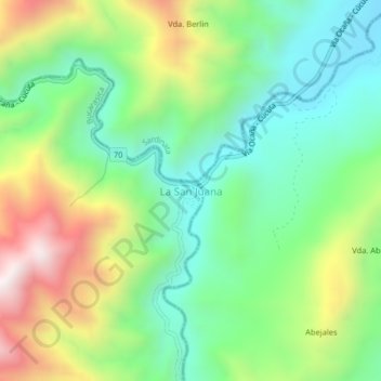 Carte topographique La San Juana, altitude, relief