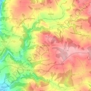 Carte topographique Reikersberg, altitude, relief