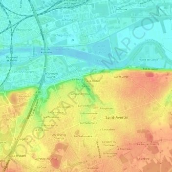 Carte topographique Paradis, altitude, relief