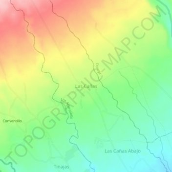 Carte topographique Las Cañas, altitude, relief