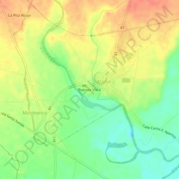 Carte topographique Buenas Vista, altitude, relief