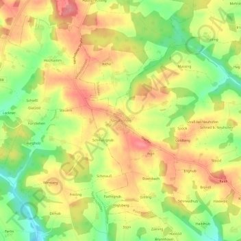 Carte topographique Neuhofen, altitude, relief