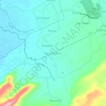 Carte topographique Banca-banca, altitude, relief