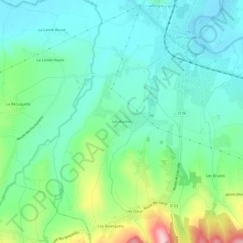 Carte topographique Les Auriols, altitude, relief
