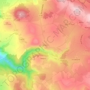 Carte topographique Ponteils, altitude, relief