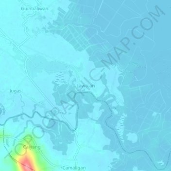 Carte topographique Lawa-an, altitude, relief