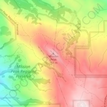 Carte topographique Mission Peak, altitude, relief