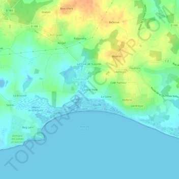 Carte topographique Corn er Pont, altitude, relief