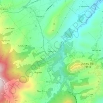 Carte topographique Villa Passo, altitude, relief