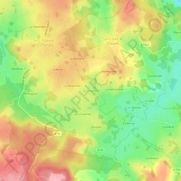 Carte topographique Le Chatelus, altitude, relief