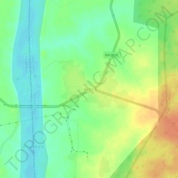 Carte topographique Ashti, altitude, relief