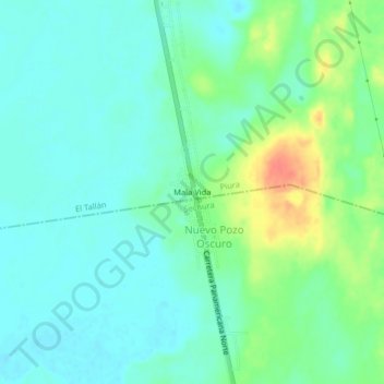 Carte topographique Mala Vida, altitude, relief