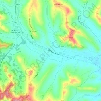 Carte topographique Bettola, altitude, relief