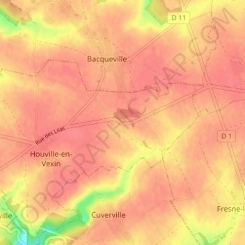 Carte topographique Marcouville, altitude, relief